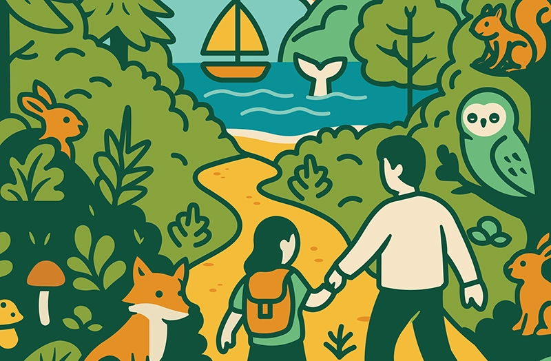 Sample of Family outdoor adventure illustration